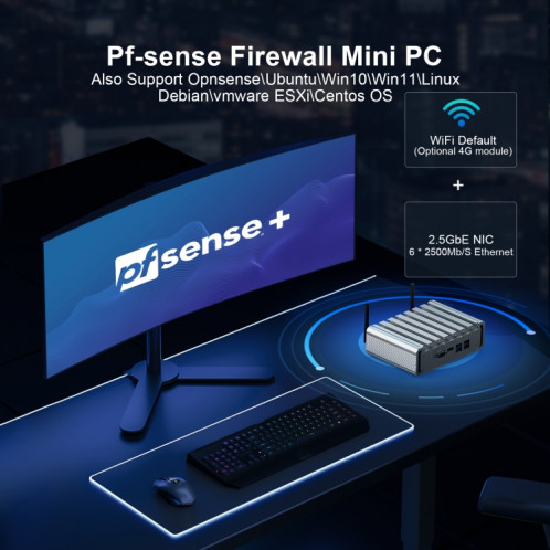 HYSTOU PO9B-J4125-6L Processeur Intel Celeron J4125 intégré, mini hôte à six ports réseau, spécification : 4 Go + 64 Go SH5601791-08